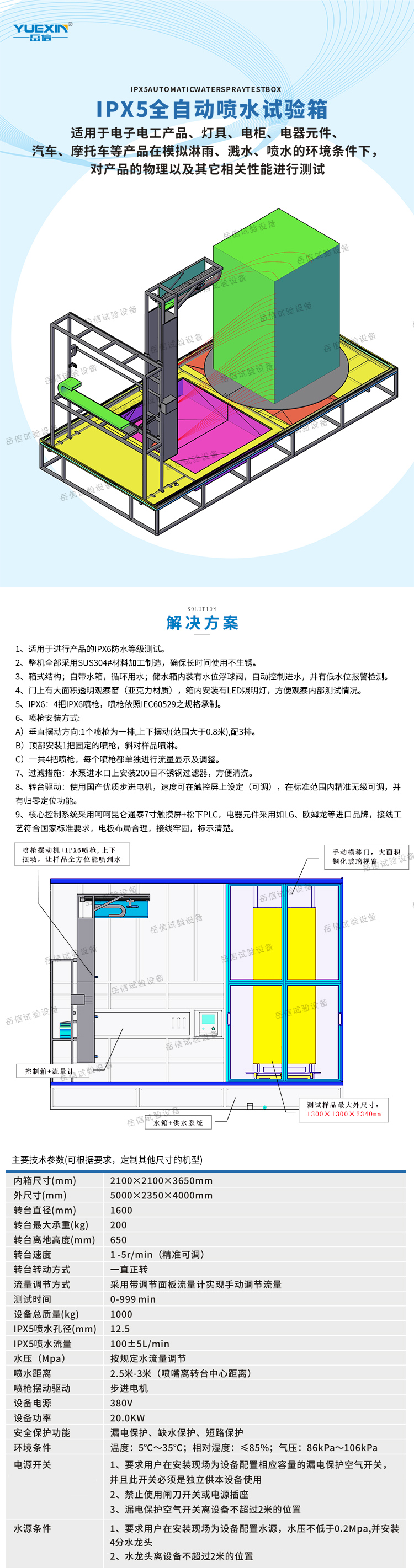 IPX5配電柜淋雨箱